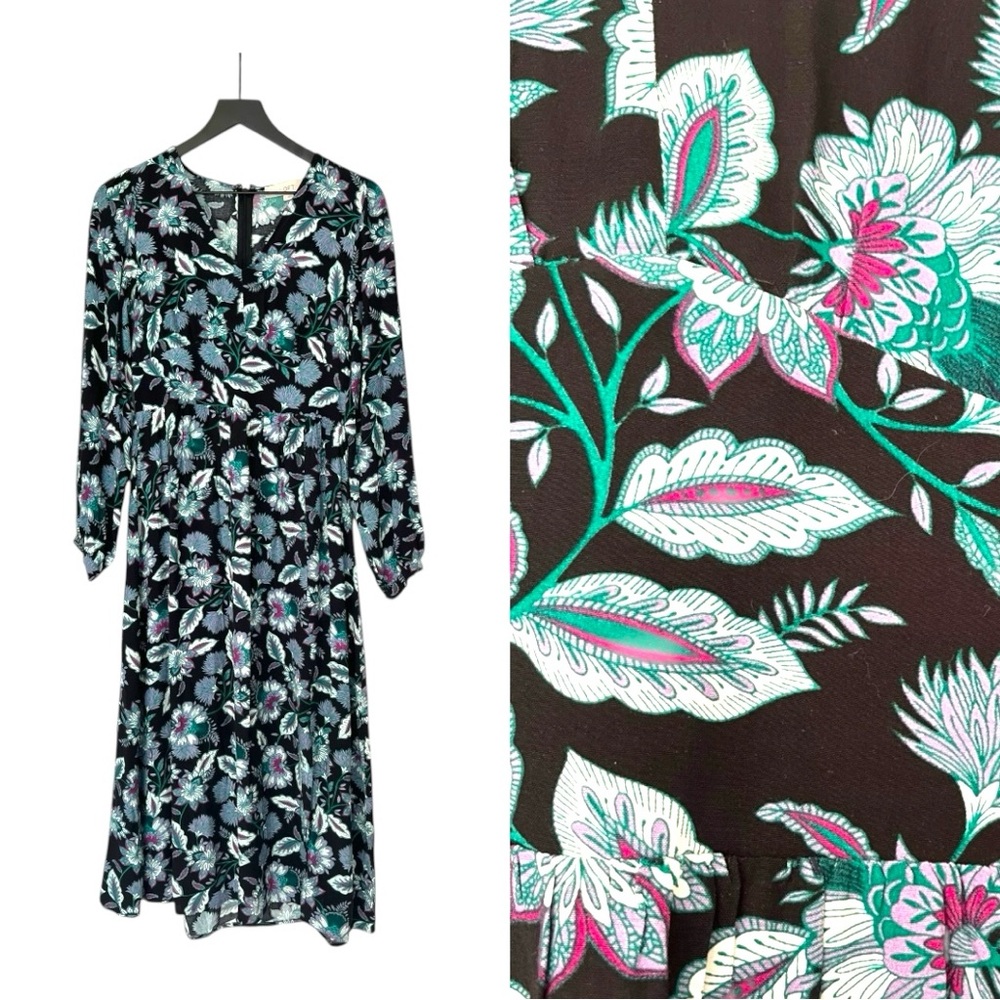 NWT LOFT long sleeved dress with floral pattern